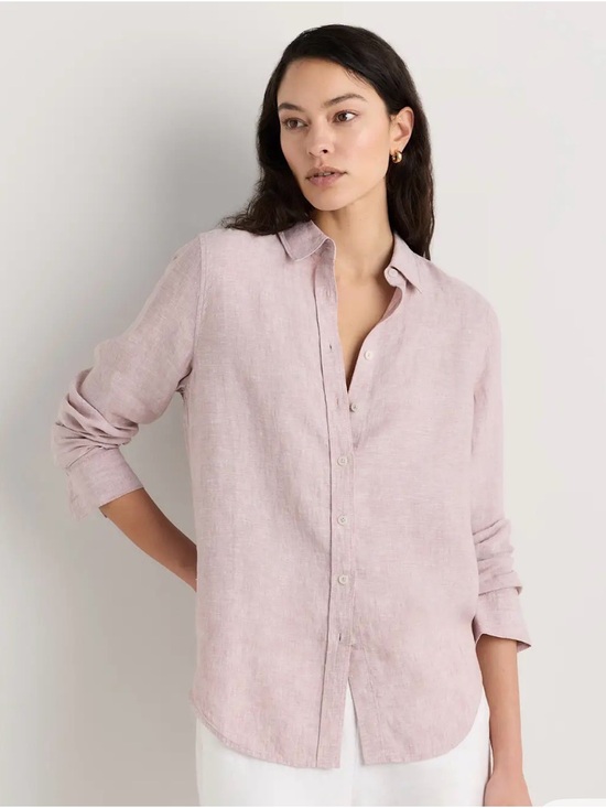 Quince Tops - Quince 100% Linen Button-Up Shirt- Limited Edition Pink Chambray- Women’s Large